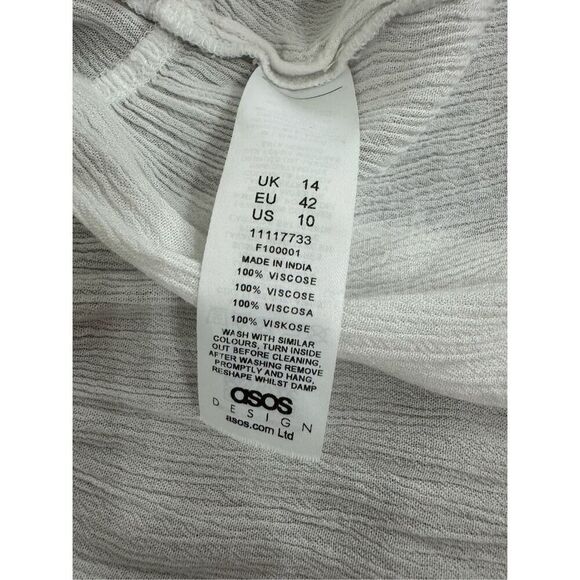ASOS Square Neck Crinkle Smock Ivory White‎ Smock Top Size 10 - Picture 7 of 9
